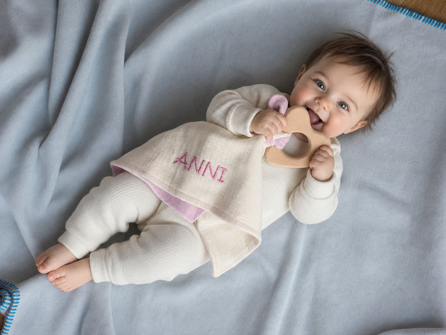 Bio Baby Greifherz mit Schnuffeltuch - Personalisierbar