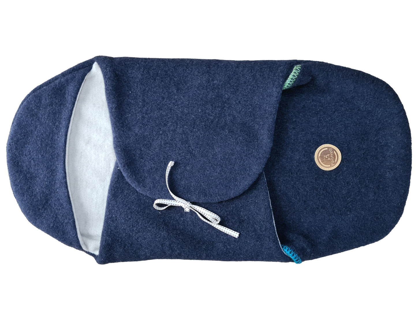 Einschlagdecke blau-grün Detail – handgefertigte Babytextilien