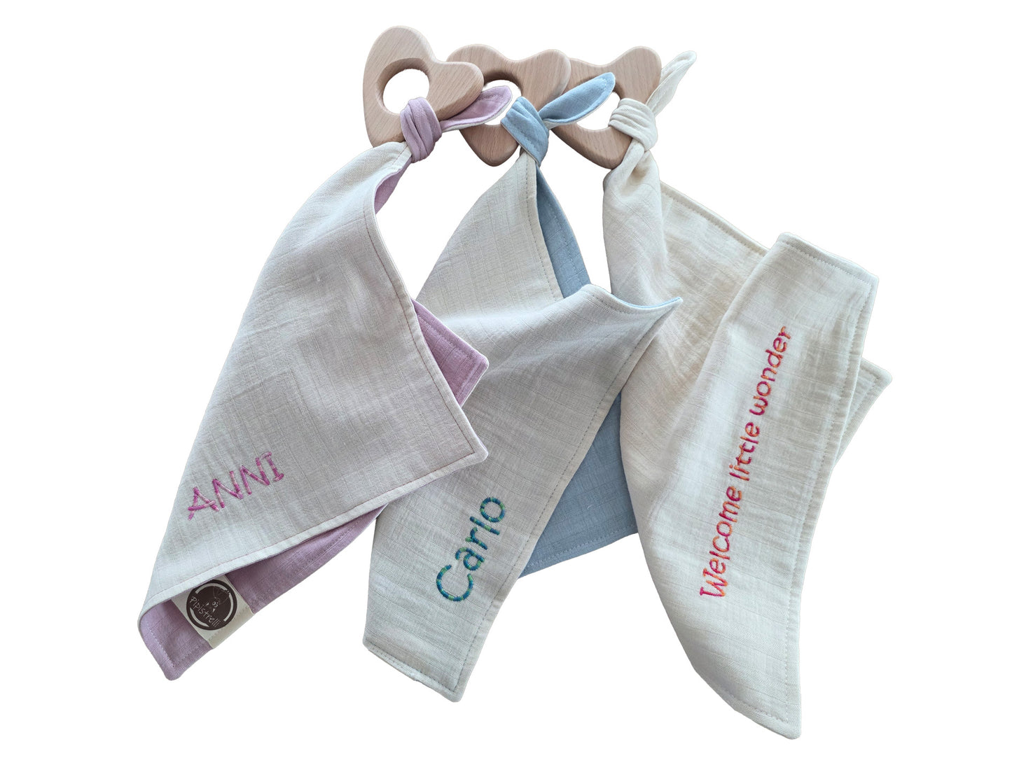 Bio Baby Greifherz mit Schnuffeltuch - Personalisierbar