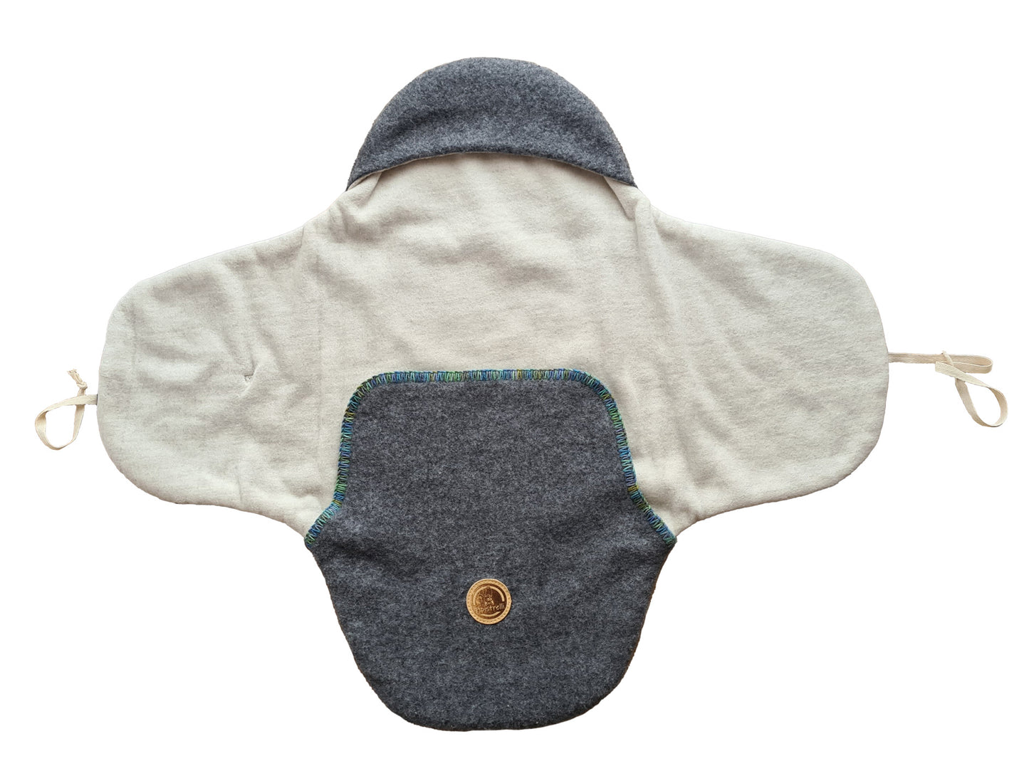 Baby Einschlagdecke blau-grün – Frontansicht 100% Natur